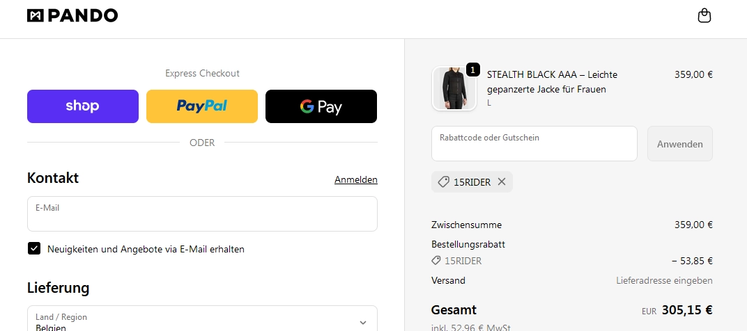 5% PANDO MOTO Gutscheine + 75% Rabatt einlösen • August 2026 | AlleCodes